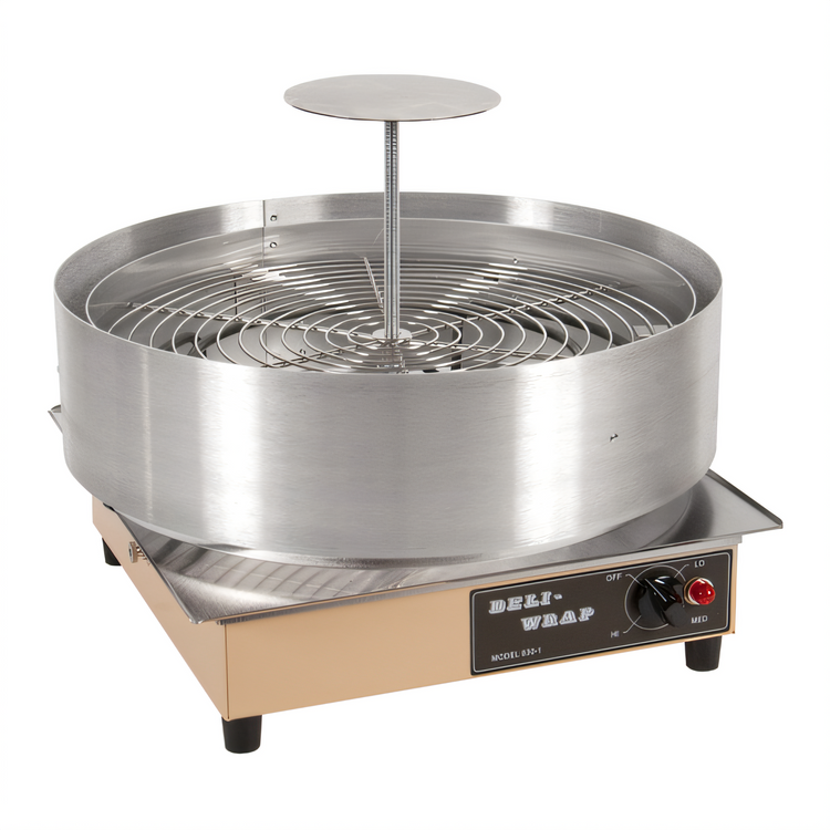 Product image #1 for Omcan USA Countertop Pizza Wrapper with Adjustable Pedestal, Adapter Disc and 14-Inch Protective Heat Shroud
