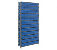 Quantum Heavy-Duty Stationary Wire Shelving Unit with 72 Bins, 36 x 12 x 75 Inches