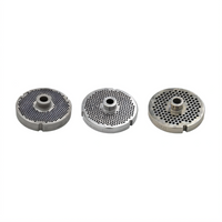 Omcan #52 Stainless Steel Meat Grinder Machine Plate, 9.5 mm (3/8 Inch), Hubbed, 3-Notch With Two Flat Sides