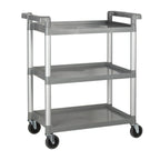 Thumbnail image #1 for Winco UC-2415G 3-Tier Plastic Utility Cart, 32"W x 16-1/8"D x 36-3/4"H, 330 lb Capacity, Gray, Knock-Down