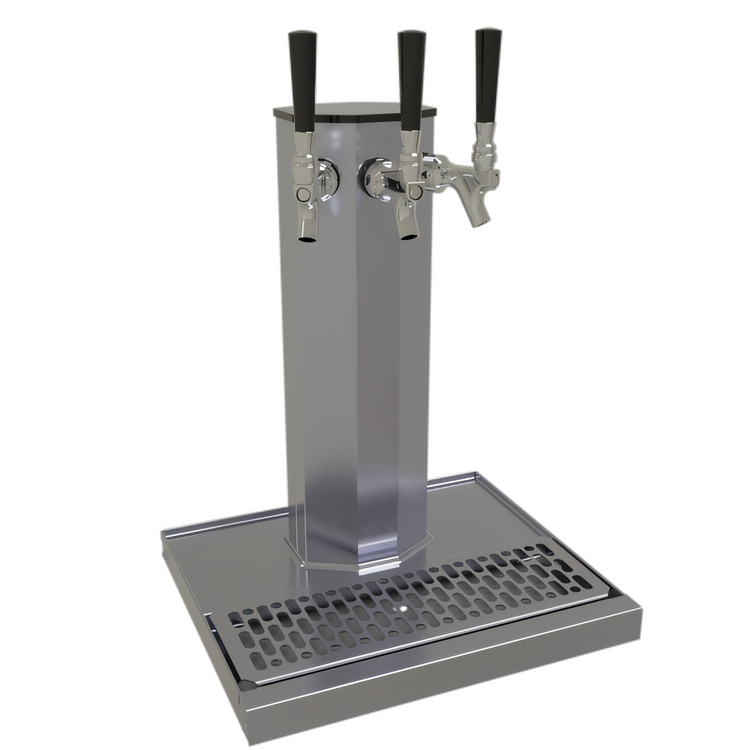 Product image #1 for Glastender 3-Faucet Stainless Steel Countertop Air-Cooled Column Draft Dispensing Tower