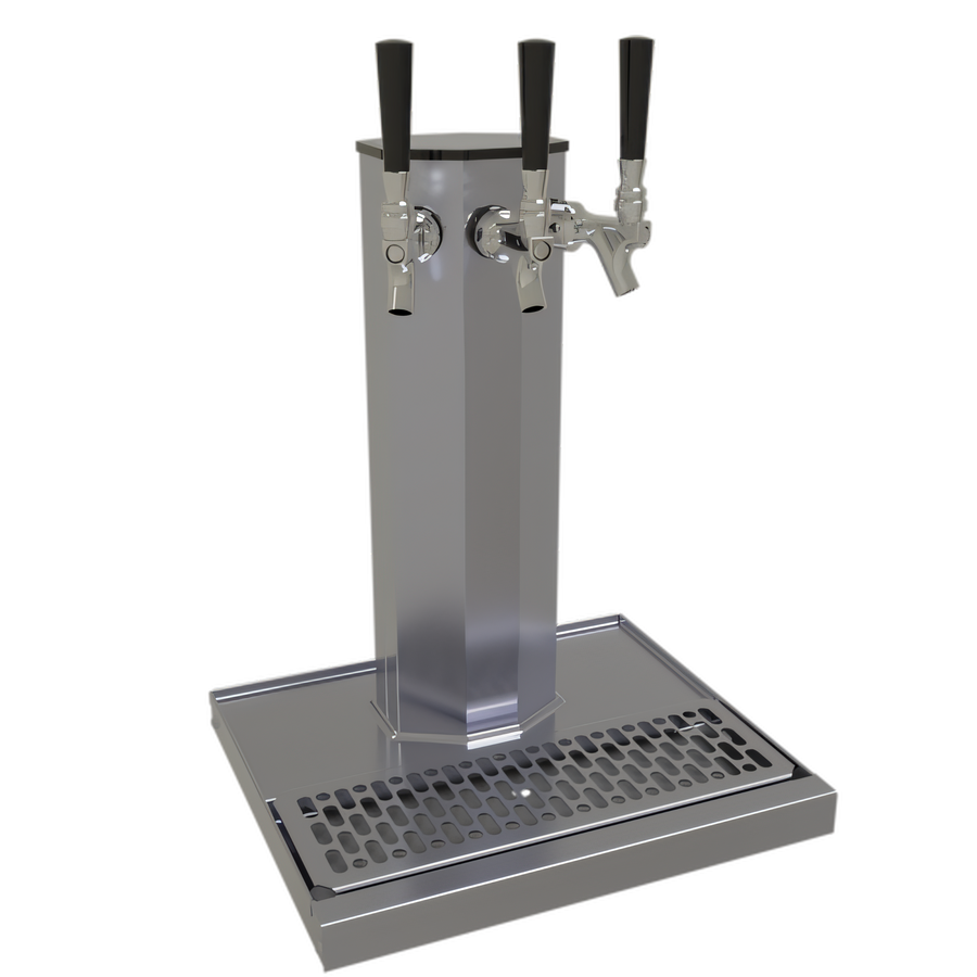 Product image #1 for Glastender 3-Faucet Stainless Steel Countertop Air-Cooled Column Draft Dispensing Tower