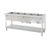 Thumbnail image #1 for Aerohot WB305 72-3/8-Inch Gas Wet Bath Steam Table with 5-Pan Capacity, Stainless Steel Top, Open Base and Undershelf