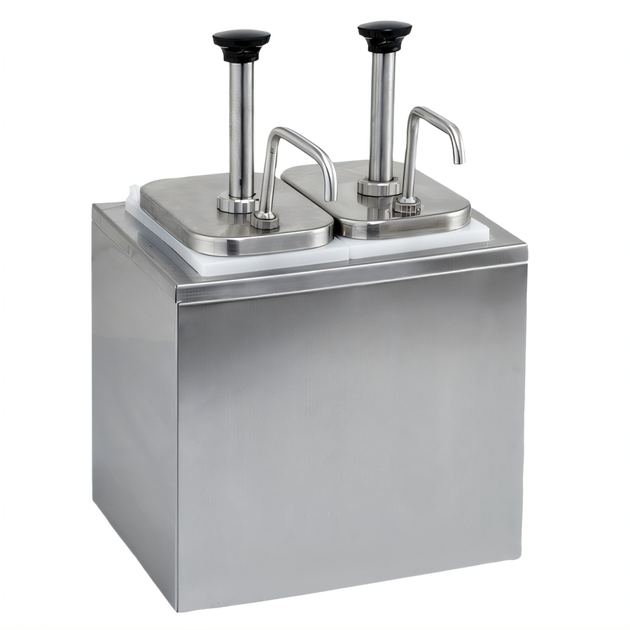 Product image #1 for Winco 2-Pump Countertop Stainless Steel Condiment Dispenser with 2 Inserts