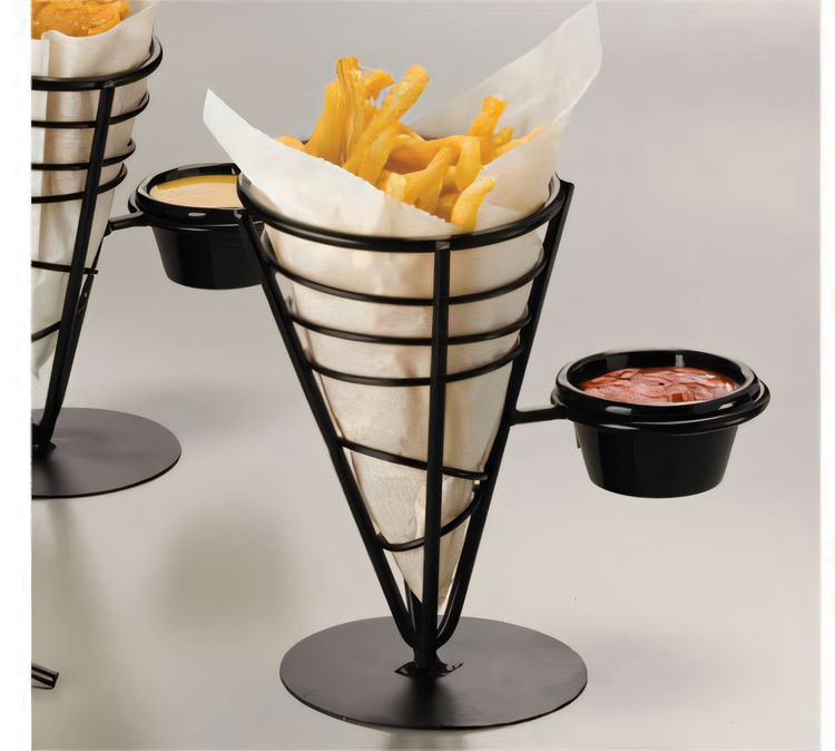 Product image #1 for Ironworks Conical French Fry Basket with 3 oz Ramekin, Black Wrought Iron, 5-Inch Dia. x 9-Inch H
