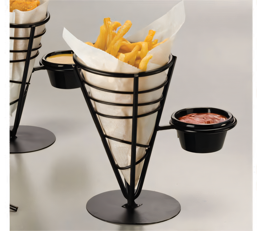 Product image #1 for Ironworks Conical French Fry Basket with 3 oz Ramekin, Black Wrought Iron, 5-Inch Dia. x 9-Inch H