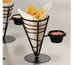 Thumbnail image #1 for Ironworks Conical French Fry Basket with 3 oz Ramekin, Black Wrought Iron, 5-Inch Dia. x 9-Inch H