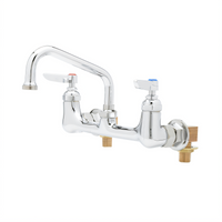 T&S Brass Double Wall-Mount Mixing Pantry Faucet with 6-Inch Swing Nozzle, 8-Inch Centers