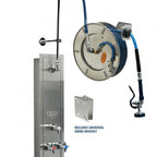 Thumbnail image #1 for T&S Brass B-7132-U01WS7TC 35-Foot Stainless Steel Open Wall-Mounted Hose Reel with Recessed Cabinet and Mixing Valve