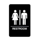 Thumbnail image #1 for Winco SGNB-603 Braille Restroom Sign with Symbol, 6 x 9 Inch, White Imprint on Black Case of 72