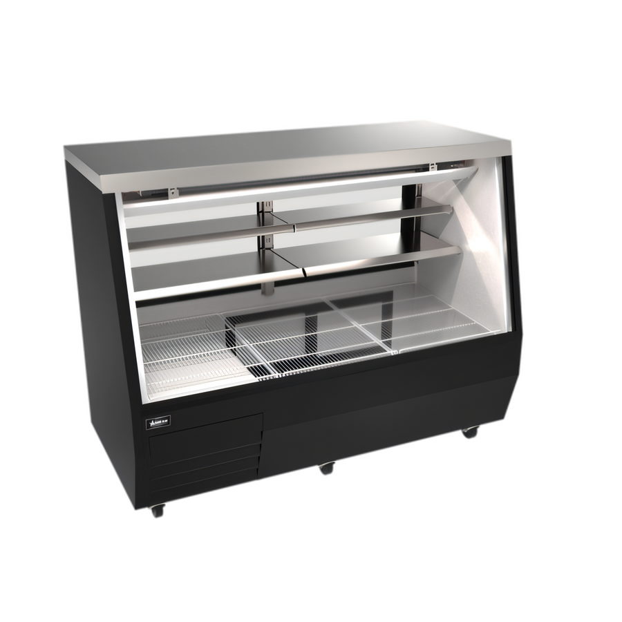 Product image #1 for Omcan 71-Inch Black Square Glass Full-Service Refrigerated Deli Display Case, Floor Model