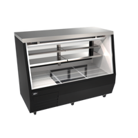 Omcan 71-Inch Black Square Glass Full-Service Refrigerated Deli Display Case, Floor Model