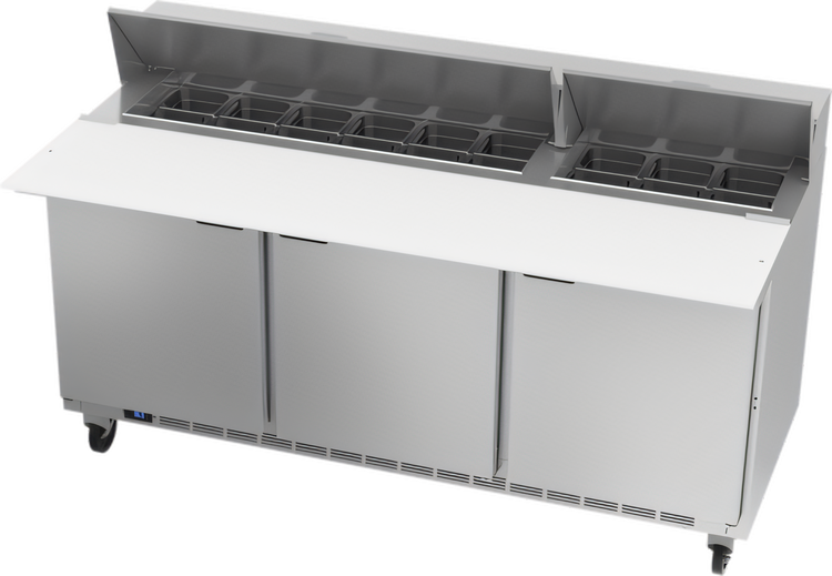Product image #1 for Beverage-Air 72-Inch Three-Section Sandwich Prep Table Refrigerated Counter with 17-Inch Cutting Board and 18-Pan Opening