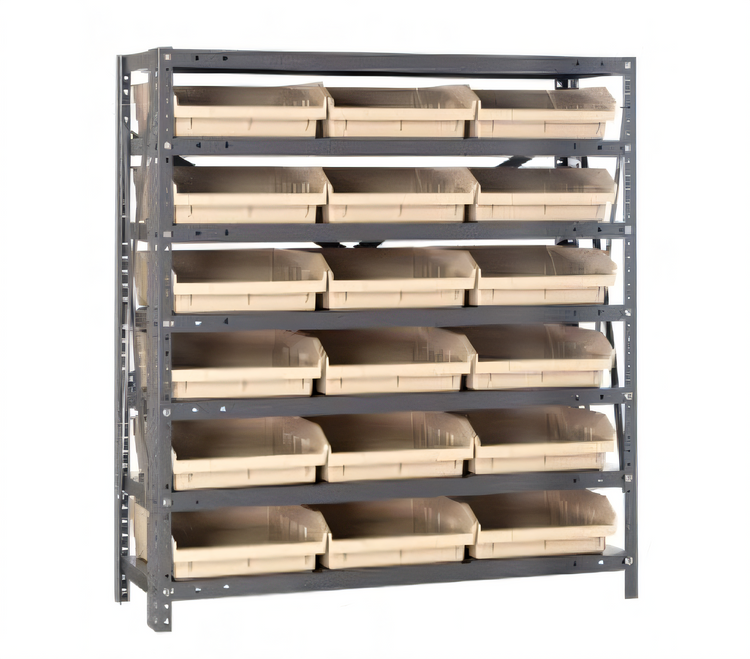 Product image #1 for Quantum Heavy-Duty Stationary Wire Shelving Unit with 7 Shelves and 18 Bins, 36"W x 18"D x 39"H