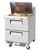 Thumbnail image #1 for Turbo Air Super Deluxe 28-Inch Mega Top Sandwich/Salad Prep Table with 2 Drawers, 12 1/6-Size Pans, Front Breathing Airflow