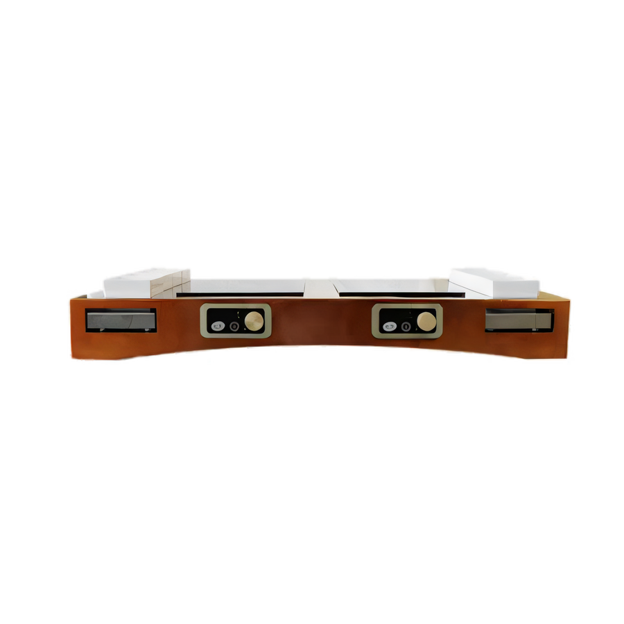 Product image #1 for Double Induction Countertop Station Kit with 2 Cooktops and Cooling Plates, Brushed Finish, Translucent Copper Coating
