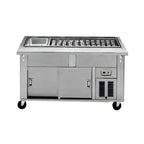 Thumbnail image #1 for Dinex DineXpress DXP6CB Mechanically Cooled Cold Food Serving Counter, 6 Full-Size Pans, Mobile, Stainless Steel, 88"W