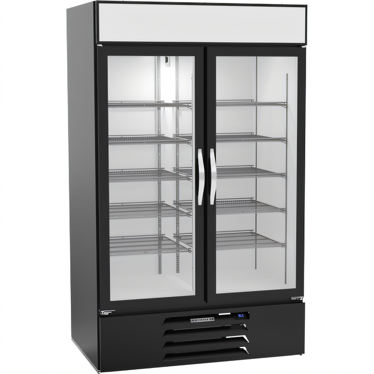 Product image #1 for Beverage-Air MarketMax Two-Section Reach-In Glass Door Refrigerated Merchandiser, Black, 40.2 Cu. Ft.
