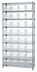 Thumbnail image #1 for Quantum Wire Shelving Bin System with 9 Shelves and 32 Clear Bins, 36 x 12 x 74 Inches, Chrome Plated