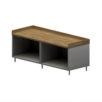 BK Resources 96-Inch x 36-Inch Hard Maple Chef Table with Open Front Stainless Steel Cabinet Base and 4-Inch Coved Riser