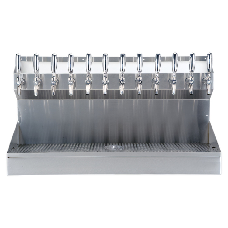Product image #1 for Kronos 12-Faucet Wall-Mount Glycol-Cooled Draft Tower with Integrated Drip Tray and Glass Rinser