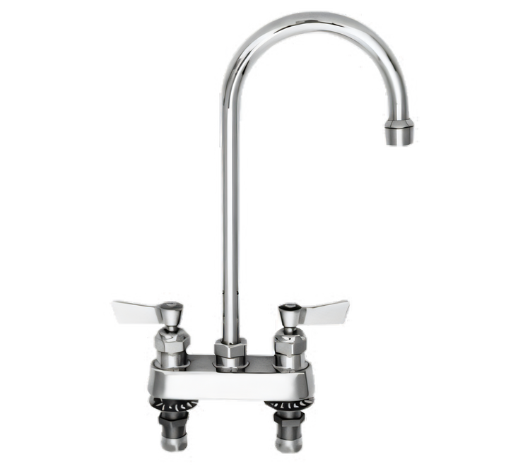 Product image #1 for Fisher Stainless Steel 4-Inch Center Deck Mount Manual Faucet with 6-Inch Swivel/Rigid Gooseneck Spout and Lever Handles