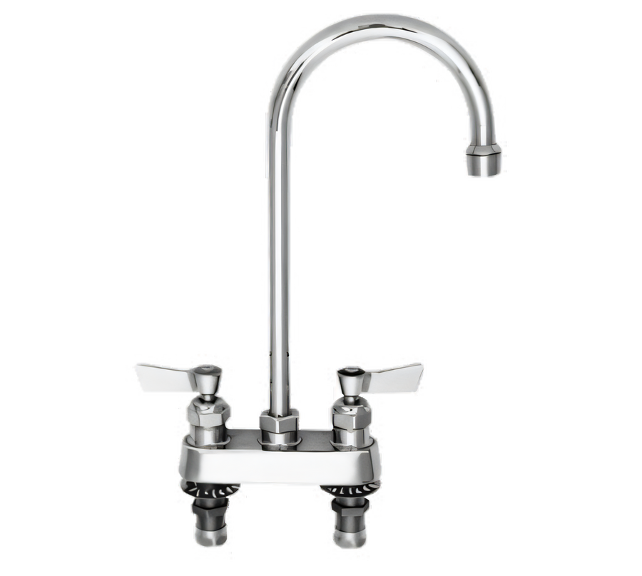 Product image #1 for Fisher Stainless Steel 4-Inch Center Deck Mount Manual Faucet with 6-Inch Swivel/Rigid Gooseneck Spout and Lever Handles