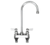 Thumbnail image #1 for Fisher Stainless Steel 4-Inch Center Deck Mount Manual Faucet with 6-Inch Swivel/Rigid Gooseneck Spout and Lever Handles