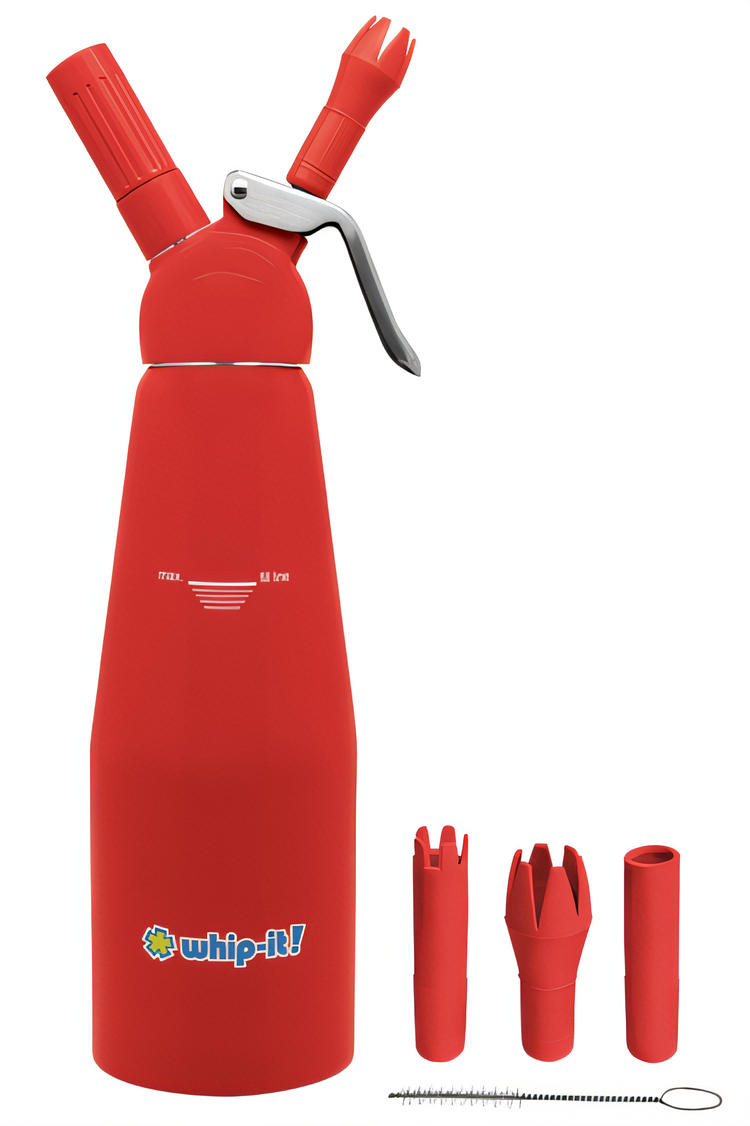 Product image #1 for Whip-It! Armor 1 Liter Aluminum Cream Dispenser, Red, with 3-Tip Set and Recipe Booklet