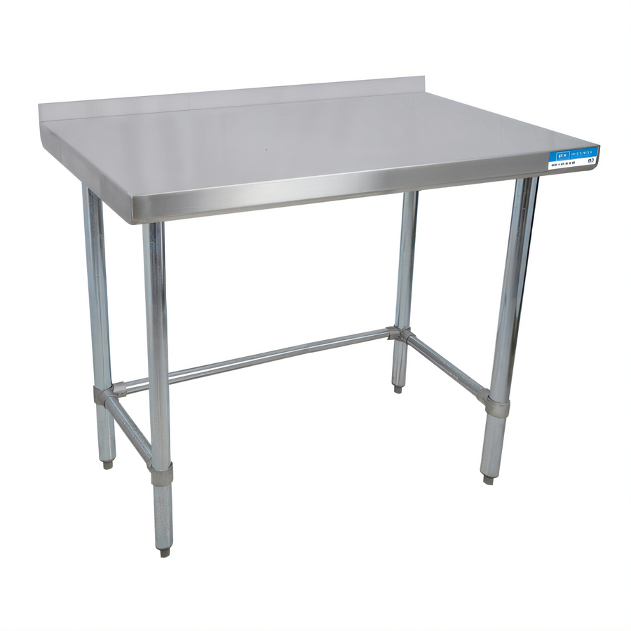 Product image #1 for BK Resources Open Base Riser Top Work Table, 84" W x 18" D, 18-Gauge Stainless Steel Top