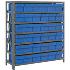 Thumbnail image #1 for Quantum 1239-601 Heavy-Duty Stationary Wire Shelving Unit, 7 Shelves, 36 Bins, 36 x 12 x 39 Inches