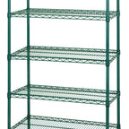Thumbnail image #1 for Quantum WR54-3648P-5 48"W x 36"D x 54"H Stationary Wire Shelving Starter Kit, 5 Shelves, Green Epoxy Antimicrobial Finish