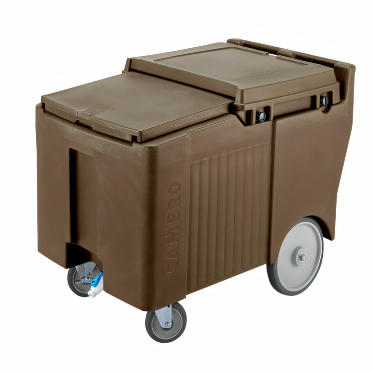 Product image #2 for Cambro SlidingLid™ 175 lb. Mobile Ice Caddy with Easy Wheels, Dark Brown