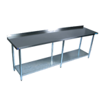 Thumbnail image #1 for BK Resources VTTR-1896 Work Table, 96"W x 18"D, 18/430 Stainless Steel Top, 1-1/2" Rear Riser, Adjustable Galvanized Undershelf