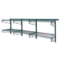 Store Grid Medium-Duty Wall-Mounted Shelving Starter Kit with 6 Shelves, Green Epoxy Antimicrobial Finish