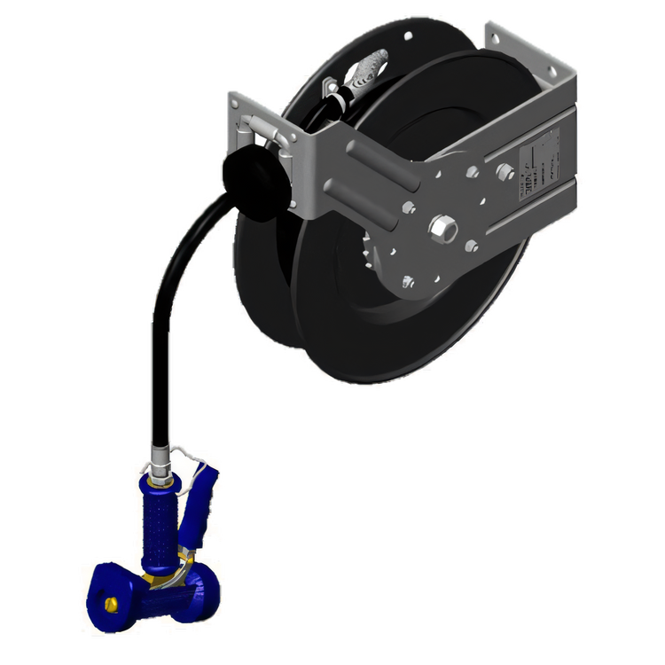 Product image #1 for Open Epoxy-Coated Steel Retractable Hose Reel with 3/8 Inch x 35 Foot Hose and Brass Water Gun