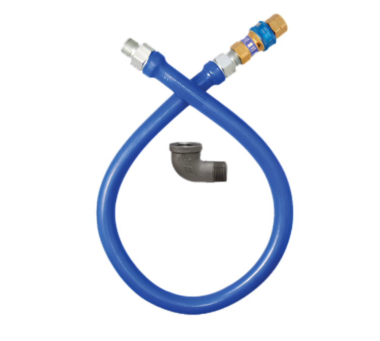 Product image #1 for Dormont Blue Hose 1 Inch ID x 48 Inch Moveable Gas Connector Hose Assembly with SnapFast QD and 90 Degree Street Elbow
