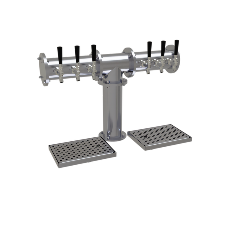 Product image #1 for Countertop Pipe Tee Draft Dispensing Tower, 6 Faucet, 1 Column, Glycol-Cooled, Stainless Steel