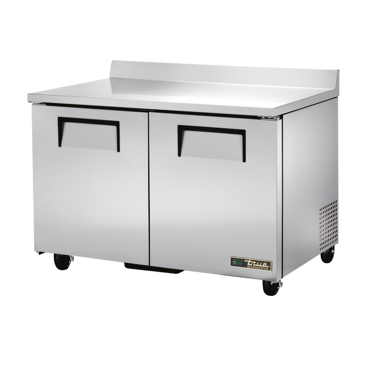 Product image #1 for True 48-Inch Two-Section Worktop Refrigerator with Stainless Steel Top and Solid Doors