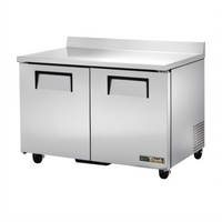 True 48-Inch Two-Section Worktop Refrigerator with Stainless Steel Top and Solid Doors