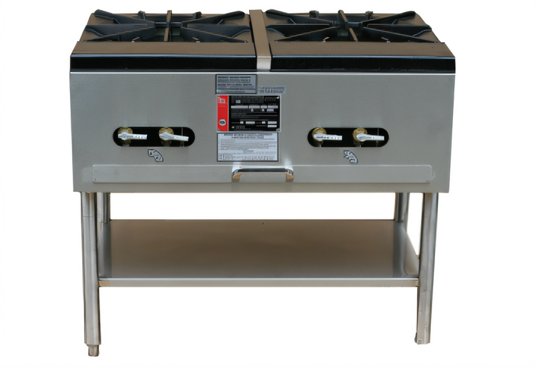 Product image #1 for Town Equipment Quad Stock Pot Range, Natural Gas, 4-Section, Two-Ring Burners, Stainless Steel