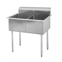51-Inch Freestanding 2-Compartment Stainless Steel Budget Sink with 13-Inch Deep Bowls
