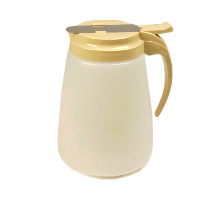 Product image #1 for Vollrath Dripcut 48 oz Syrup Dispenser with White Polyethylene Jar and Brown Plastic Top