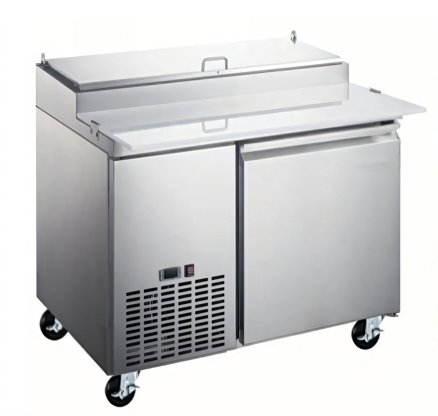 Product image #1 for Hurakan by Equip.me 47-Inch Pizza Prep Table, 2-Door, Stainless Steel Exterior, Electronic Control