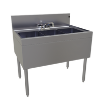Glastender Three-Compartment Underbar Sink Unit with Deck-Mount Faucet, 36