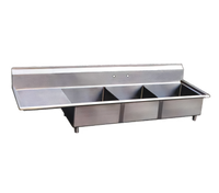Omcan 3-Compartment Pot Sink with Left Drainboard, 18
