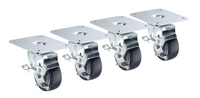 Krowne Royal Series Plate Caster Set with Brake, 4 x 5-Inch Plate, 3-Inch Wheel, 200 Lb. Capacity Each