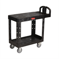 Rubbermaid Commercial Products 2-Shelf Flat Shelf Utility Bus Cart, 500 lb. Per Shelf, Black