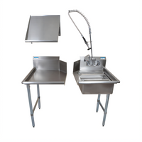 48-Inch Right-To-Left Straight Stainless Steel Dish Table Kit