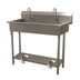 Thumbnail image #1 for Advance Tabco 2-Station 40-Inch Freestanding Multiwash Hand Sink with Toe-Push Valves and Gooseneck Spouts